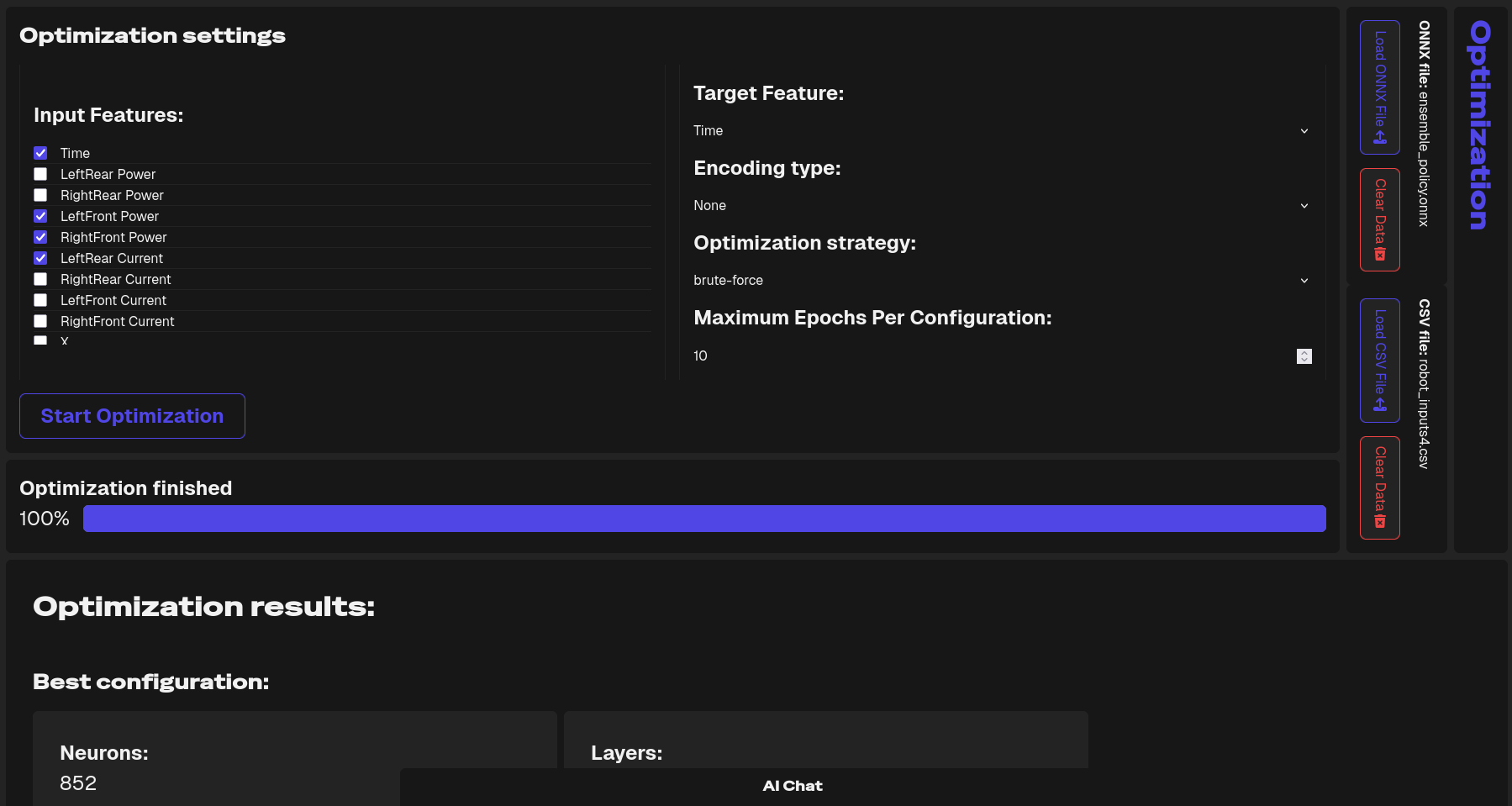 Model Optimization screenshot